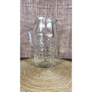 Bormioli Rocco Floral Glass Pitcher, 60.75 oz, Made In Italy~Plastic Lid